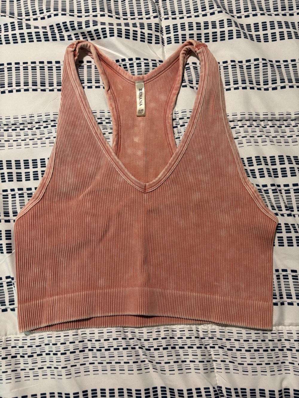 Zara Dusty Rose Ribbed Racerback Crop Top